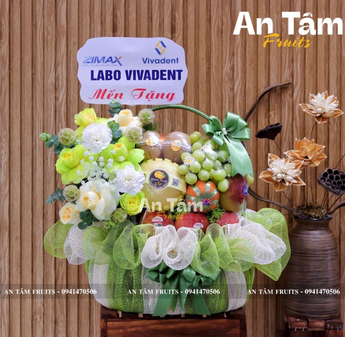 GIỎ TRÁI CÂY PHỐI HOA CẢM ƠN ĐỐI TÁC 