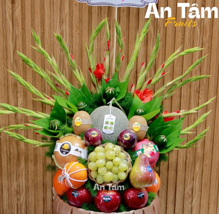 KHAY TRÁI CÂY HOA LAY ƠN ĐỎ DÂNG HƯƠNG KÍNH LỄ