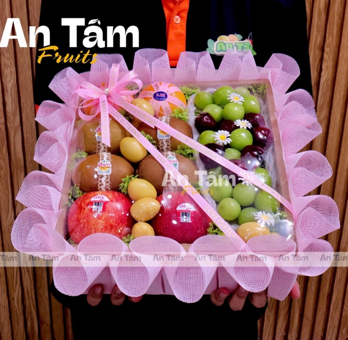 KHAY TRÁI CÂY MIX TRÁI TONE HỒNG