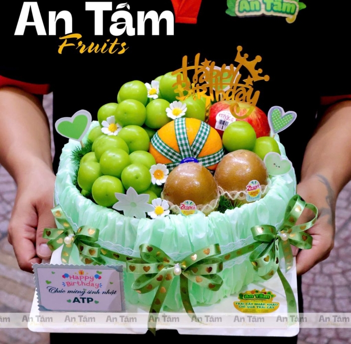 BÁNH KEM TRÁI CÂY HIỆN ĐẠI TONE XANH MINT SIÊU YÊU