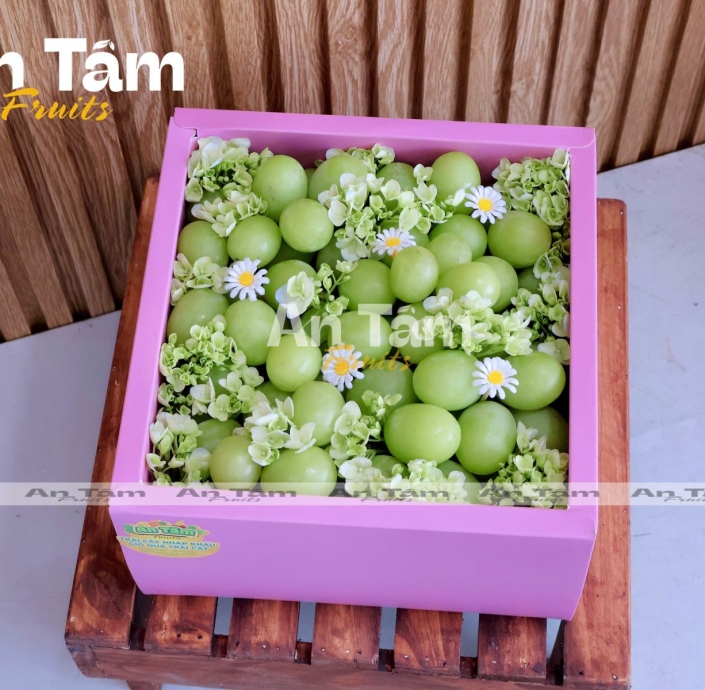 HỘP HỒNG 2KG NHO XANH GIÒN ÚC 
