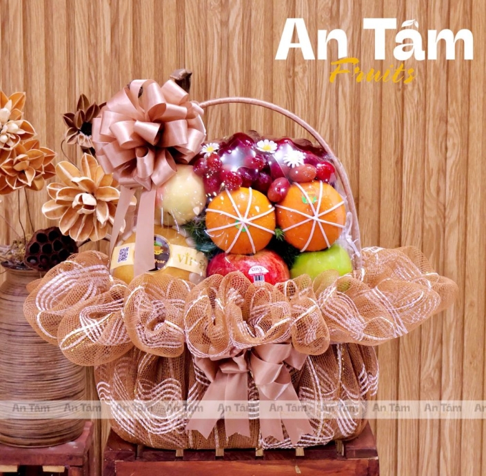 GIỎ TRÁI CÂY KÍNH GIỖ TONE NÂU 