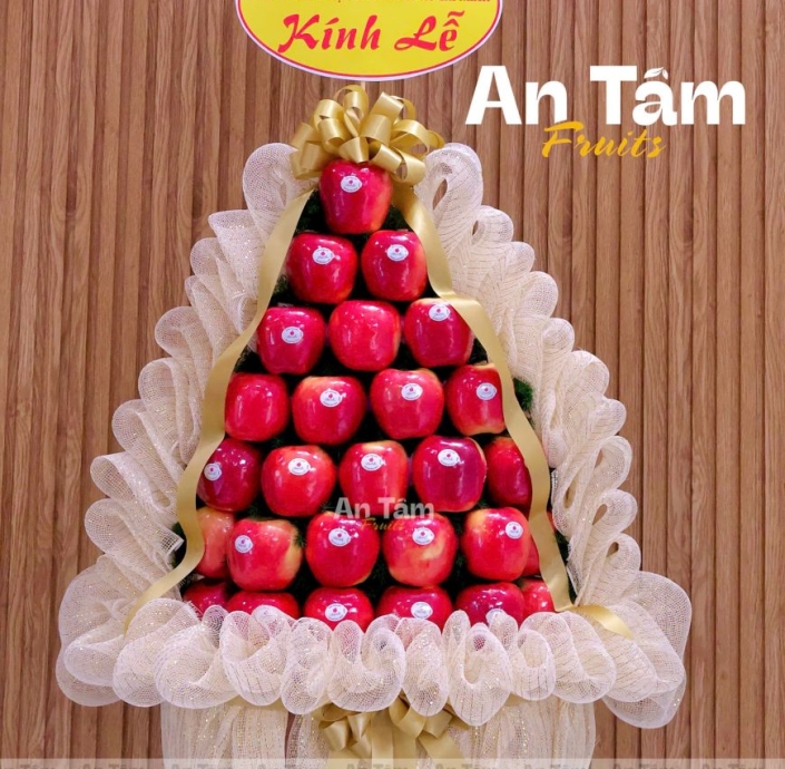 GIỎ TRÁI CÂY FULL 2 LOẠI TÁO 2 MẶT KÍNH LỄ 