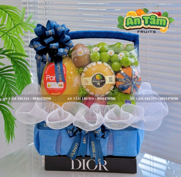 GIỎ TRÁI CÂY FORM VUÔNG XINH IU ĐƠN GIẢN CẢM ƠN 