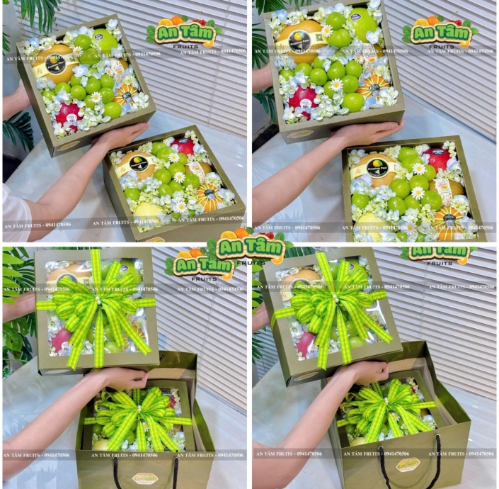 HỘP TRÁI CÂY MIX HOA TÚ CẦU 