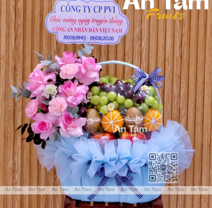 GIỎ TRÁI CÂY CHÚC MỪNG KỈ NIỆM PHỐI HOA HIỆN ĐẠI