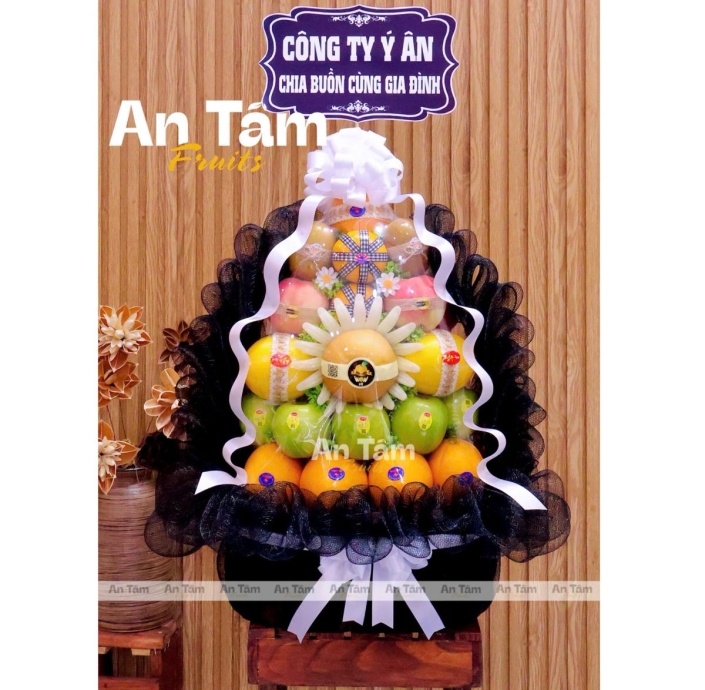 GIỎ TRÁI CÂY KÍNH VIẾNG FULL TRÁI 2 MẶT 
