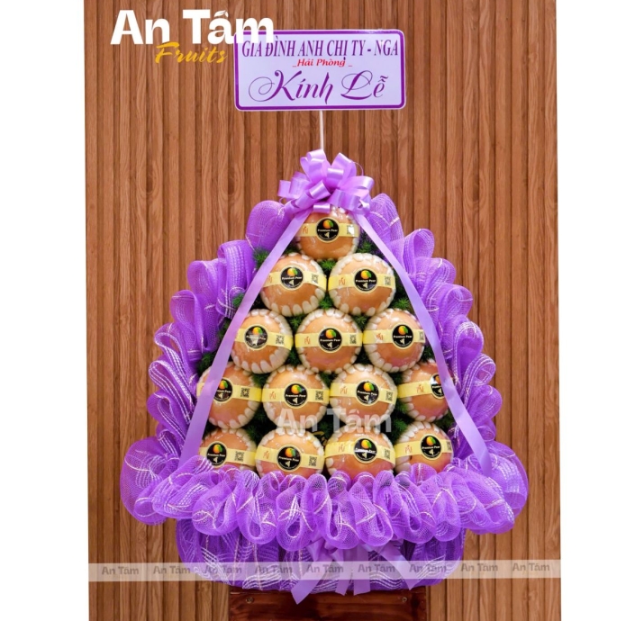 THÁP LỄ LÊ NÂU TONE TÍM CHIA BUỒN 1 MẶT TRÁI 