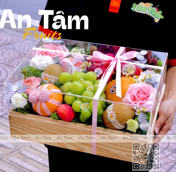 HỘP TRÁI CÂY MIX HOA CAO CẤP 
