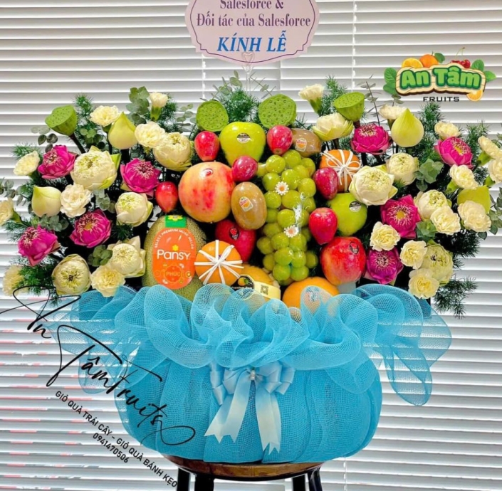 GIỎ TRÁI CÂY HOA SEN KÍNH LỄ SIÊU TO 